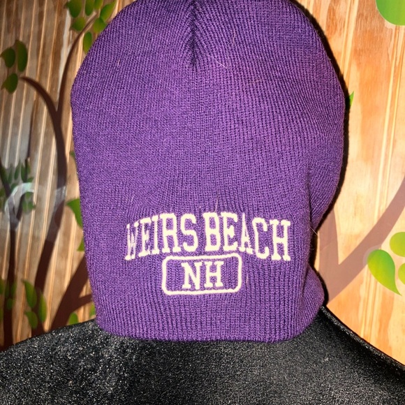 Purple Beanie with White Embroidery - Picture 1 of 1
